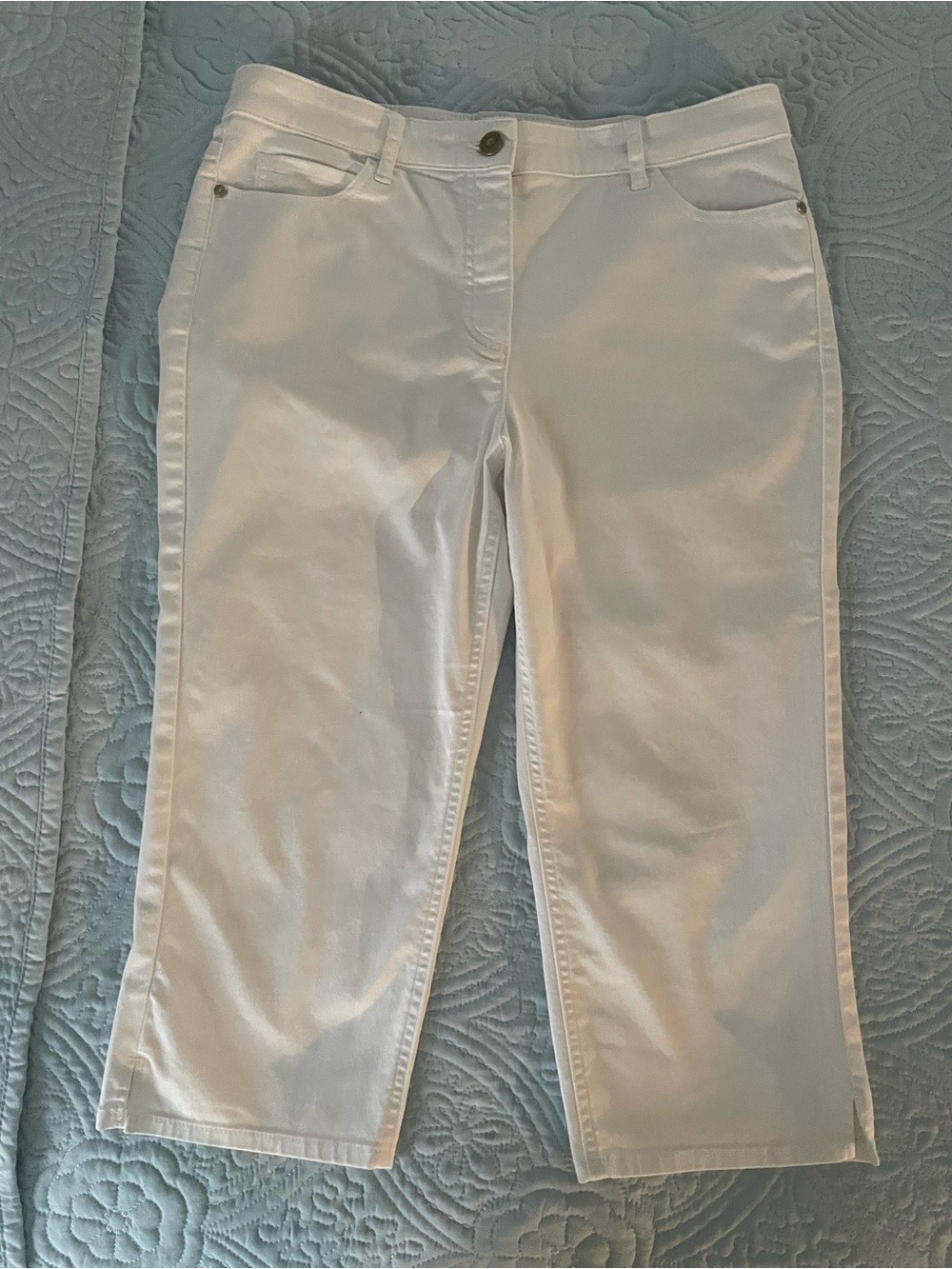 Olsen White Capris - Women's Stretch Cotton Blend M-L 12